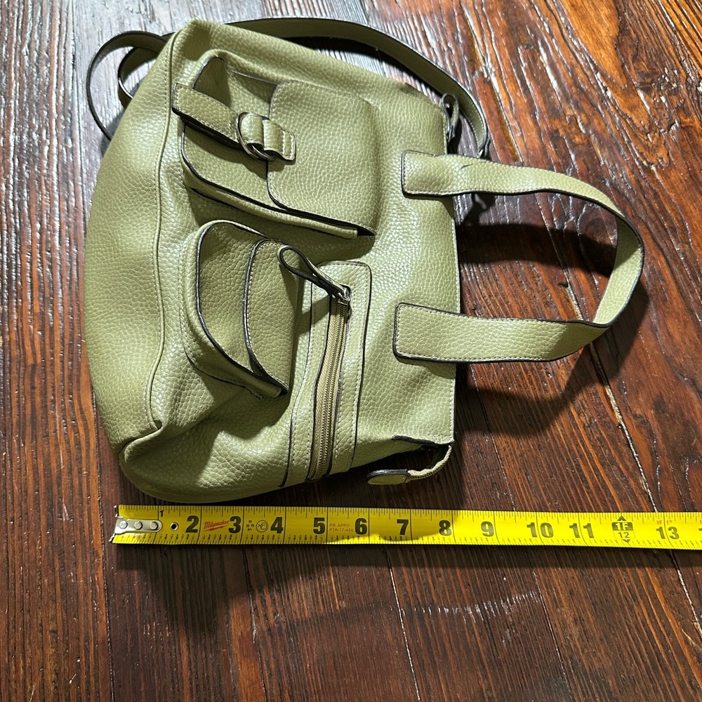 Relic Shoulder Purse Hand Bag Flap Pockets Sage Pastel Green w/ Strap - Picture 9 of 10